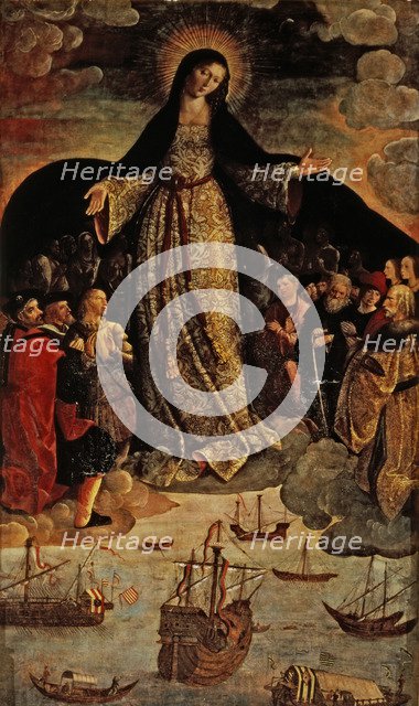 Virgin of the Navigators'' detail of the table by Alejo Fernández.