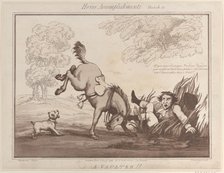 Horse Accomplishments, Sketch 12: A Vaulter !!, August 1, 1799., August 1, 1799. Creator: Thomas Rowlandson.