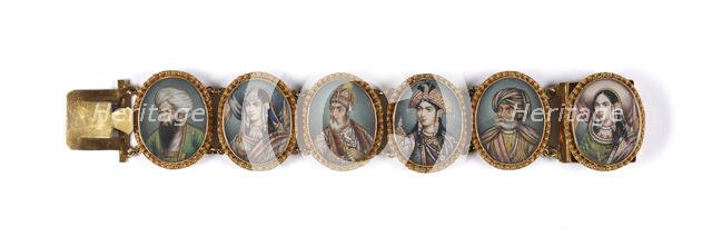 Bracelet with Portrait Miniatures, 1860-1870. Creator: Unknown.