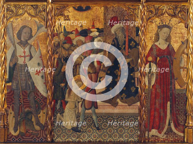 Saint Michael, Martyrdom of Saint Eulalia and Saint Catherine, ca 1442-1445. Artist: Martorell, Bernat, the Elder (1390-1452)