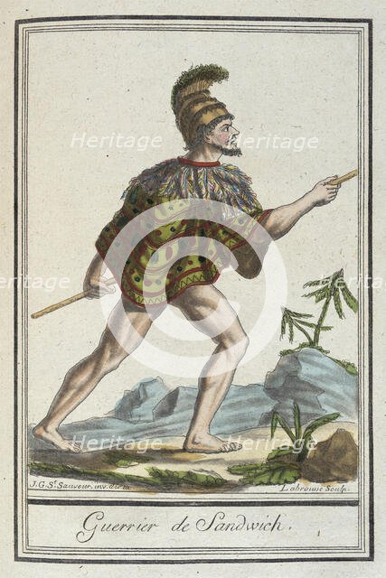 Costumes de Différents Pays, 'Guerrier de Sandwich', c1797. Creators: Jacques Grasset de Saint-Sauveur, LF Labrousse.