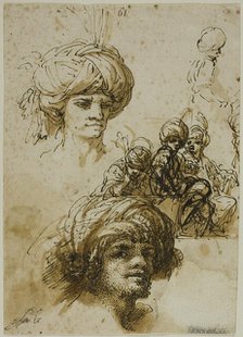 Sketches of Turbanned Men (recto), n.d. Creator: Salvator Rosa.