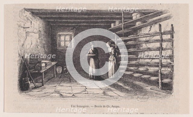 Une fromagerie; from Magasin Pittoresque, ca. 1852. Creator: Charles Tamisier.