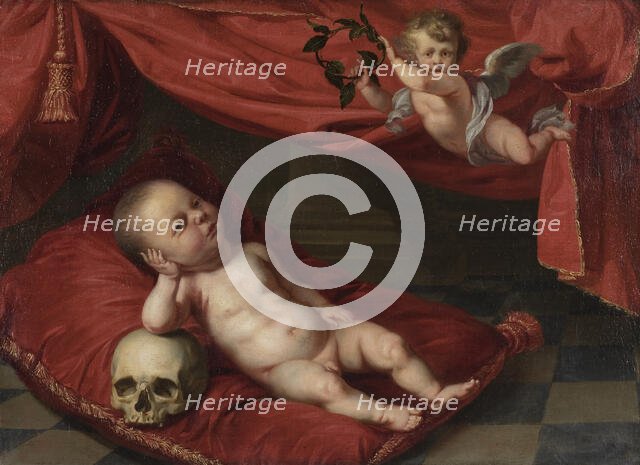 Portrait of deceased boy with vanitas motif, 17th century. Creator: Unknown.