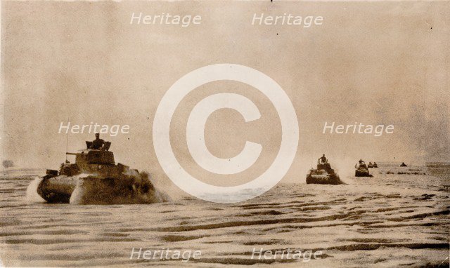 Axis tanks in the Libyan desert, World War II, c1940-c1943. Artist: Unknown