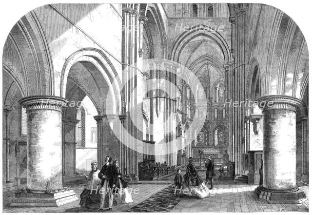 Interior of the Church of St. Cross, Winchester, lately restored, 1865. Creator: L. H. Michael.
