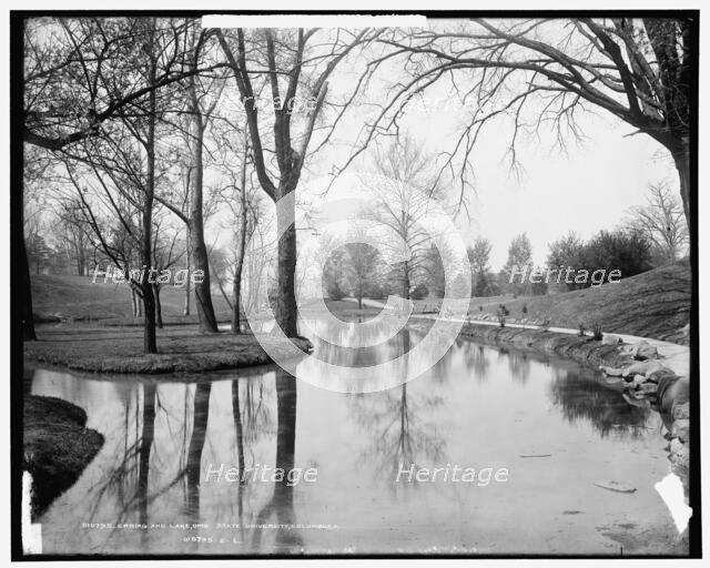 Spring and lake, Ohio State University, Columbus, Ohio, c1904. Creator: Unknown.