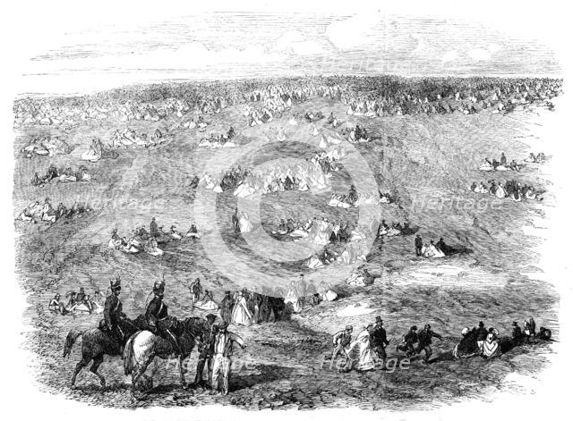 The Volunteer Field-Day at Brighton: people on the Downs, 1862. Creator: Unknown.