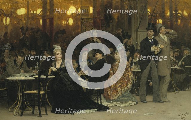 Parisian Café, 1875. Artist: Repin, Ilya Yefimovich (1844-1930)