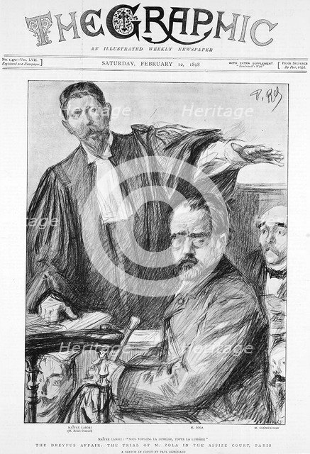 Trial of Emile Zola, French author, 1898. Artist: Unknown