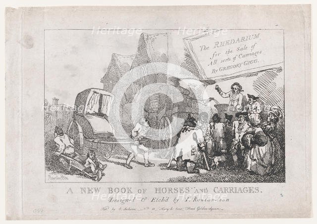 Title Page: A New Book of Horses and Carriages,or, The Rhedarium for the Sale of All Sorts..., 1784. Creator: Thomas Rowlandson.