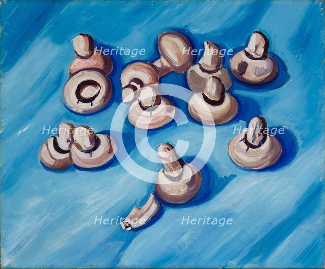 Mushrooms on a Blue Background, 1929. Creator: Marsden Hartley.
