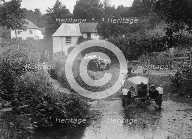 Frazer-Nash and MG J2, B&HMC Brighton-Beer Trial, Windout Lane, near Dunsford, Devon, 1934. Artist: Bill Brunell.