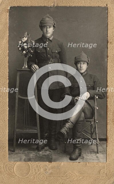 Portrait of two Red Army soldiers, 1920-1929. Creator: Unknown.