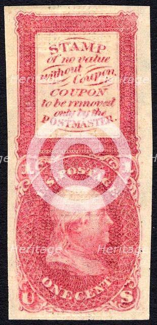 1c Franklin Bowlsby coupon essay, c. 1867. Creator: Unknown.