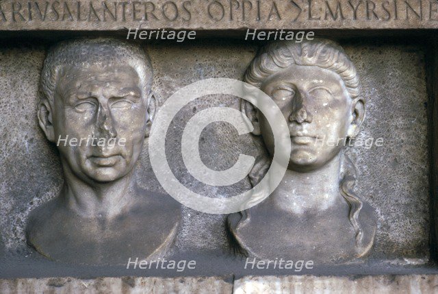 Roman Husband and wife (funerary slab) Imperial period. At Museo Nazionale Romano, Rome. Artist: Unknown.