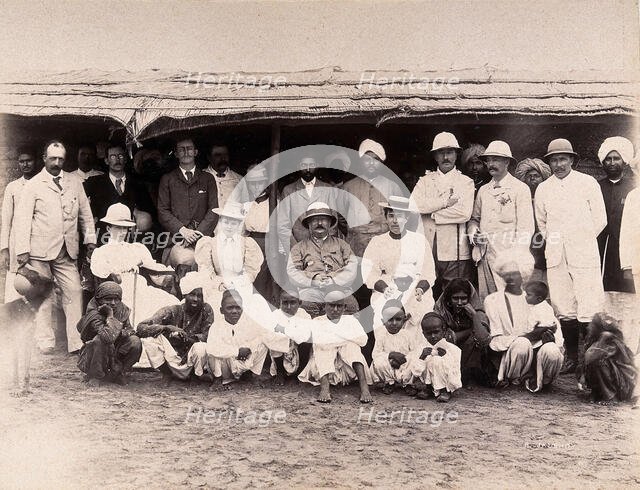 Patients being discharged from hospital, during the bubonic plague outbreak in Karachi, India, 1897. Creator: Unknown.