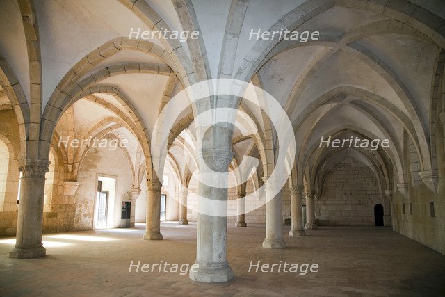 Monks' hall with Gothic vault, Monastery of Alcobaca, Alcobaca, Portugal, 2009.  Artist: Samuel Magal