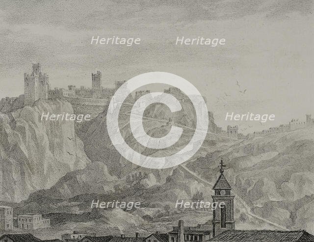 General view of the Templar castle, Castellote, Teruel province, Region of Maestrazgo, Spain, 1870.  Creator: Unknown.