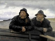 Two Fishermen beside a Boat, 1889. Creator: Michael Peter Ancher.