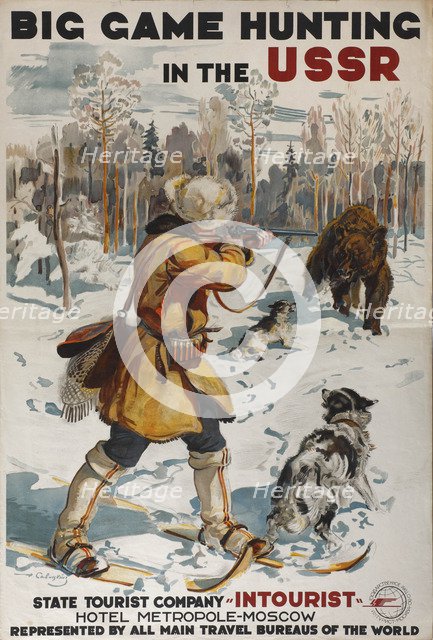 Big Game Hunting in the USSR (Poster of the Intourist company), 1931. Artist: Savitsky, Georgi Konstantinovich (1887-1949)