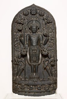 God Vishnu with Goddesses Lakshmi and Sarasvati, Pala period, 10th/12th century. Creator: Unknown.