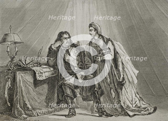 Russo-Turkish War: Catherine the Great suggests that husband Peter III surrender to the Turks, 1839. Creator: Augustin François Lemaitre.