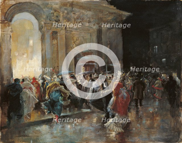 Arriving at the Theatre on a Night of a Masked Ball. Artist: Lucas Villaamil, Eugenio (1858-1919)