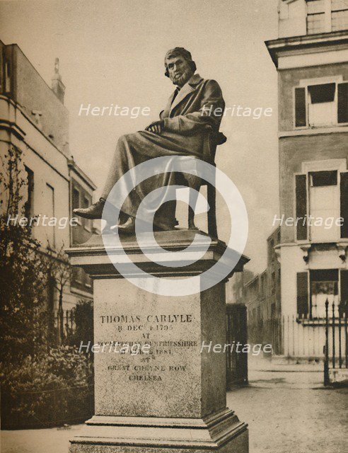 'In Cheyne Walk Gardens Thomas Carlyle Eternally Ponders Philosophy', c1935. Creator: Donald McLeish.