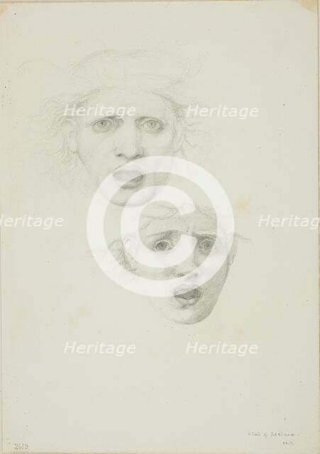 Head of Medusa, two studies for Rondanini Medusa, c. 1873-77. Creator: Sir Edward Coley Burne-Jones.