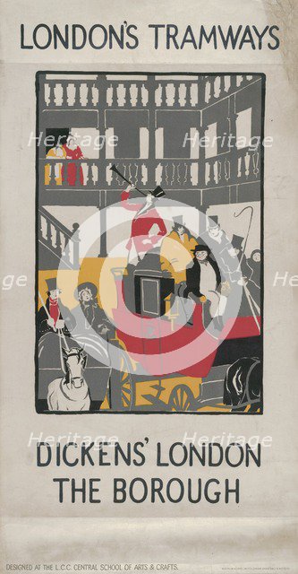 'Dickens' London - The Borough', London County Council (LCC) Tramways poster, 1923. Artist: I Jephson