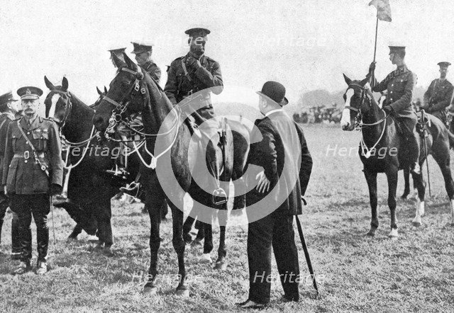 King George V at an inspection of troops at Aldershot, First World War, 1914-1918, (c1920). Artist: Unknown