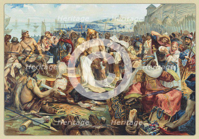 Trade in an Early East Slavic State, 19th century. Artist: Anonymous  