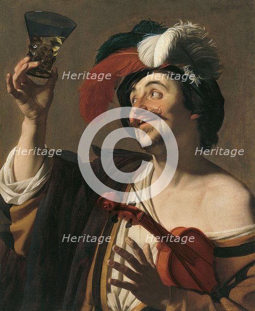 The happy Violinist. Artist: Honthorst, Gerrit, van (1590-1656)