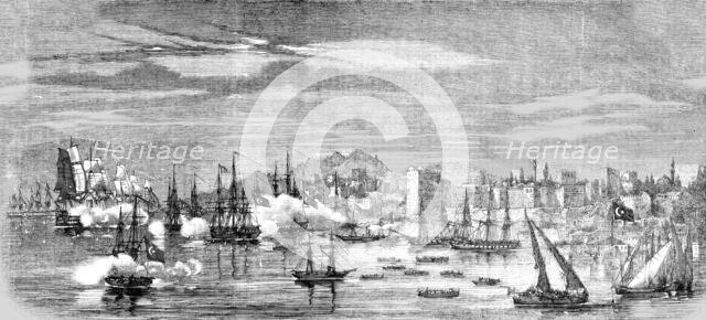 'Attack on the Turkish Flotilla by the Russian Fleet, at Sinope 1853', 1854. Creator: Unknown.