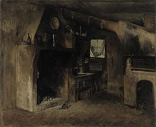 Interior of a French farmhouse, 1860-1880. Creator: Adolf von Becker.