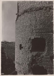 Castle - fragment of the lower parts of the cylindrical tower, Bedzin, 1924. Creator: A Karczewski.