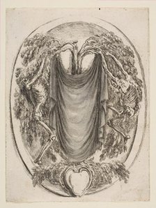 Cartouche with Skeletons, 1647. Creator: Stefano della Bella.