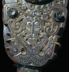 Detail of a baldrick buckle showing a human figure, 6th century. Artist: Unknown
