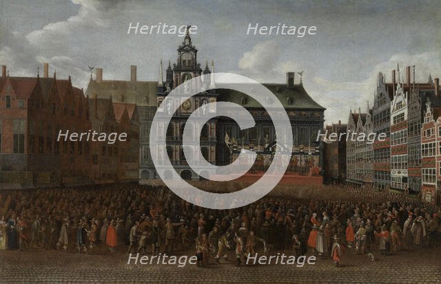 The Proclamation of the Peace of Münster at the Grote Markt in Antwerp, 1649. Creator: Maximiliaen Pauwels.