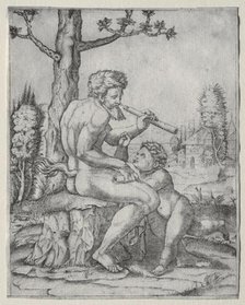 Faun and Child, c. 1509. Creator: Marcantonio Raimondi (Italian, 1470/82-1527/34).