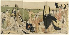 Pleasure Boats at a Landing, c. 1780/1801. Creator: Katsukawa Shuncho.
