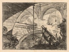 The Prisons: A Series of Galleries with Crane-Like Erection of Beams, 1745-1750. Creator: Giovanni Battista Piranesi (Italian, 1720-1778).