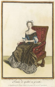 Recueil des modes de la cour de France, 'Femme de Qualité en Grisette', 1683. Creator: Jean de Dieu.