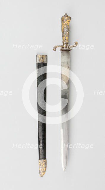 Hunting Hanger with Scabbard, France, 1740/60. Creator: Unknown.