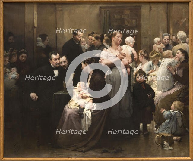 The work of a drop of milk at the Belleville Dispensary (triptych), 1903. Creator: Henry Jules Jean Geoffroy.