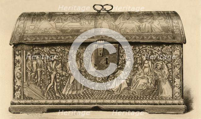 Leather coffer with incised decoration, 15th century, (1903). Creator: Unknown.