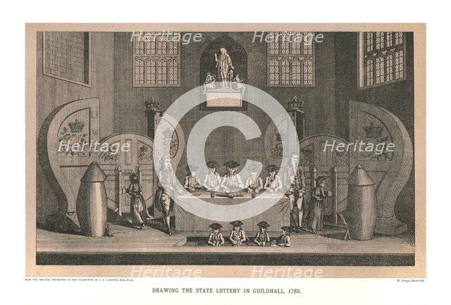 Drawing the State Lottery, 1763, (1886). Artist: Unknown.