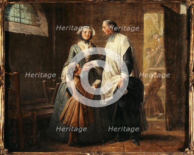 L'Abbé de Catéchisme recevant un enfant amené par sa sœur, c1750. Creator: Pierre Louis Dumesnil.