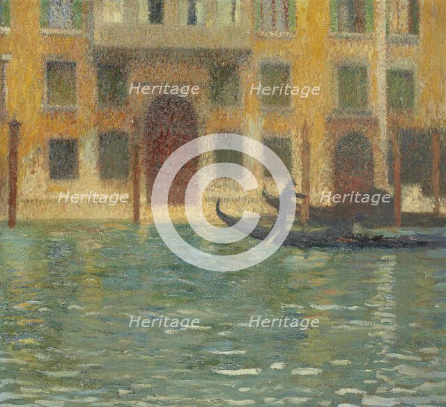 Two gondolas in front of a Venetian palace, c1910. Creator: Martin, Henri (1860-1943).